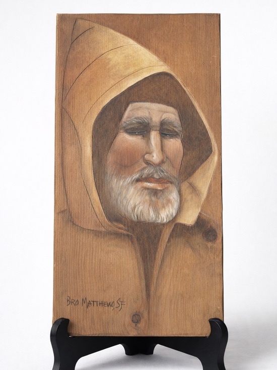 Other - Original Monk Portrait on Wood Hand Drawn Signed Bro Matthew Religious Wall Art